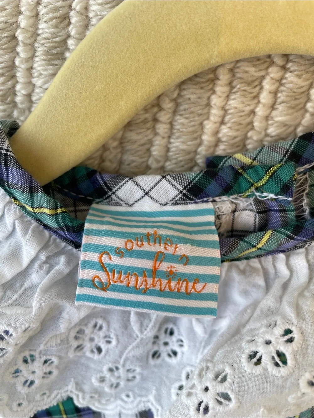 Girls Green Plaid Nightgown with Lace Peter Pan Collar